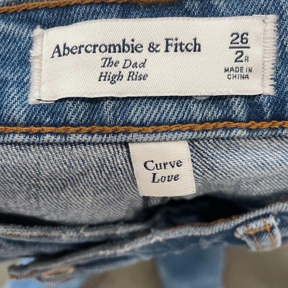 Abercrombie & Fitch High Rise Mom Jeans Blue Wash Size 26/2r - Picture 3 of 8